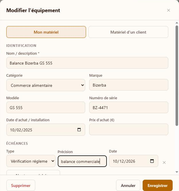 Fiche équipement Alvéole — balance commerciale