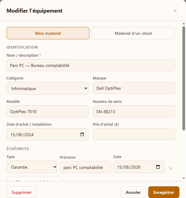 Fiche équipement Alvéole — parc informatique